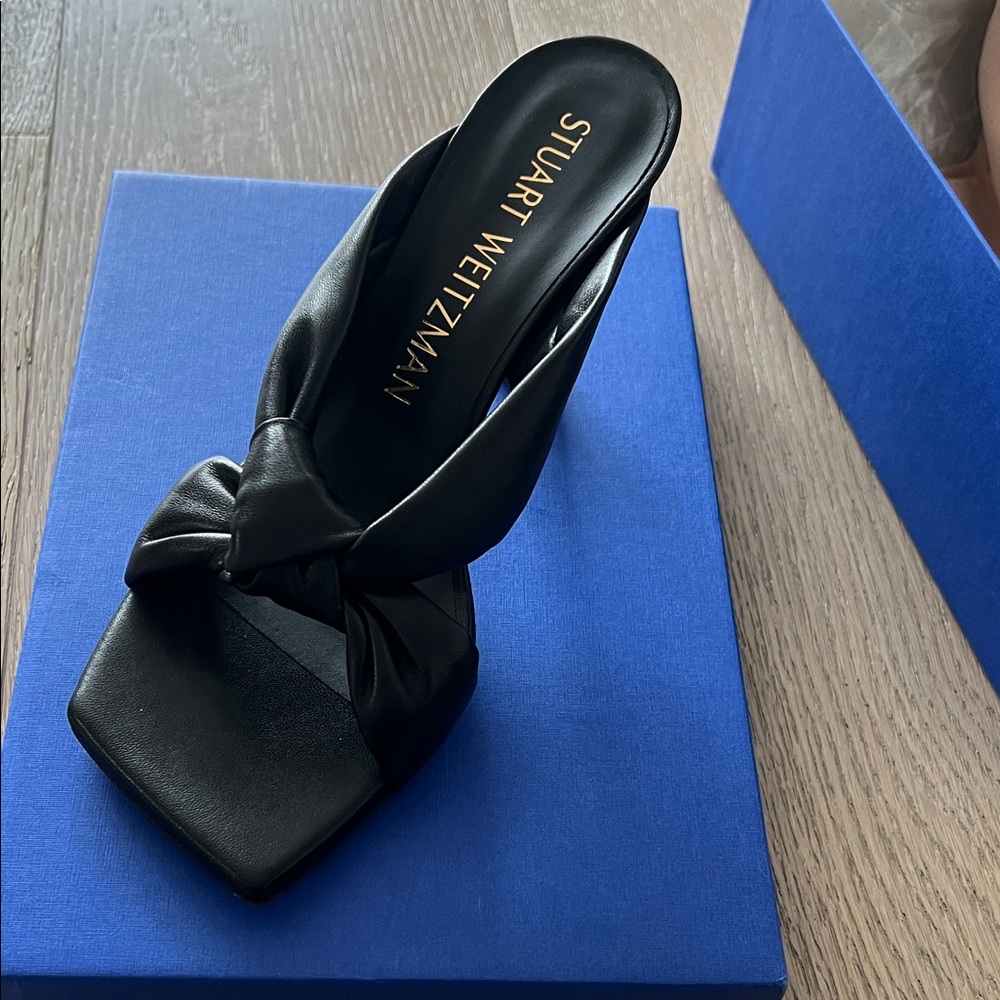 Stuart Weitzman Black Bow Mules